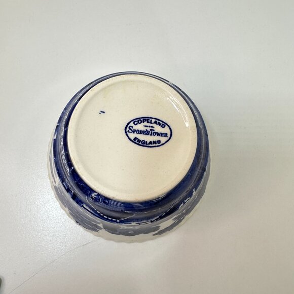 VTG Copeland Spode Tower Blue & White 4 -7/8" x 3" Cranberry Bowl Gadroon EUC - Picture 7 of 11